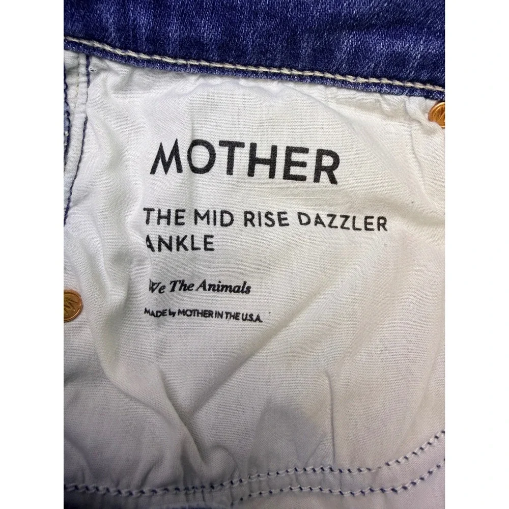 Mother The Mid Rise Dazzler Ankle Jeans We The Animals Blue Slim Straight Leg 25 - Picture 9 of 13